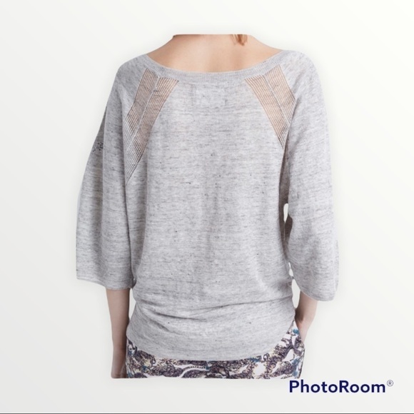 NEW ZADIG & VOLTAIRE Gray 100% Linen Short Sleeve Embellished Sweater, Size M - Picture 2 of 7